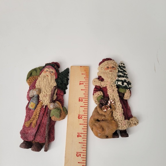 Set 2 Vintage 80s June McKenna Santa Claus Figurine Christmas Tree ShelfSitter - Picture 8 of 14